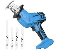 Scie récipro sans fil compatible avec Makita 18 V (sans batterie) Scie sabre sans fil avec 4 lames de scie 3500 tr/min Scie sabre électrique pour le travail de sciage avec bois, acier, métal