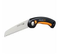 Fiskars Plus Scie Pliaple, pour Troncs et Branches épais, 3 positions de Coupe, Lame Power Tooth tranchante, Denture grossière, Longueur de la lame : 15 cm, Noir/Orange, SW68, 1067552