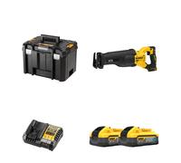 Scie sabre 18V DCS386NT-XJ + 2 batteries 18V 5 Ah PowerStack + 1 chargeur DCB1104-QW DEWALT