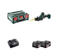 Scie sabre 18V SSE 18 LTX Compact + 2 batteries 18V 5.2 Ah + 1 chargeur rapide ASC 145 METABO