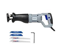 Scie Sabre 710W 0 2800 tr/min Vitesse Variable WORKPRO avec Mecanisme de Changement Rapide de Lame, Profondeur de Coupe Bois/Metal: 115/4 mm - Coupe de Precision et 4 Lames Incluses