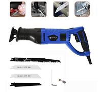 Scie sabre, 750W Scie Égoïne Électrique, Vitesses Réglables, poignée pivotante, Course 20mm, Changement De Lame Sans Outil,Scies électriques avec 4 Lames pour élagage d'arbres/tuyaux en métal/bois/PVC