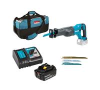 Scie sabre DJR186Z + 1 batterie BL1850B 18V 5 Ah + chargeur rapide DC18RC + Set de 3 lames récipro S-Express MAKITA
