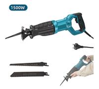 Scie Sabre Électrique - 1500W - 0-2800tr/min - Course 28mm - Câble 2m - avec 2 Lames et Accessoires - Coupe Bois Métal Tube PVC