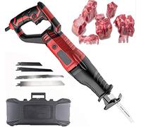 Scie Sabre électrique, Scie à Os Portative, Scie De Boucher Professionnelle pour La Découpe De La Viande, Scie Alternative Portable pour Métal Et Bois, avec 4 Lames, 6 Vitesses., Red, 900W