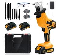 Scie sabre sans fil - 21V - 2 batteries - Vitesse variable - 7 lames - Pour couper bois métal plastique bricolage et jardinage