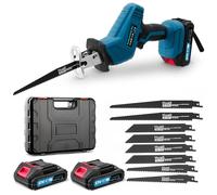 Scie Sabre Sans Fil,21V Scie Sabre à Batterie avec 2×2.0Ah Batteries,Vitesses Réglables 0-4000SPM,Changement de Lame Sans Outil, Electrique sans Fil Avec 8 Lames pour Coupe de Bois, Branches, Métal
