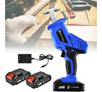 Scie Sabre sans fil, 21V Scie Sabre à Batterie, Scie alternative sans fil rechargeable avec 2 piles, Vitesses Réglables 0-3000RPM, 5 Lames de Scie, Scie électrique pour la Coupe du Bois et du Métal