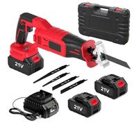 Scie Sabre sans fil 3000W - 10000 SPM - Course de 32 mm 2 batteries de 3 0 Ah convient pour la coupe du bois/métal.
