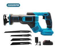 Scie sabre sans fil - 40mm - 3000 tr/min - Scie Alternative Sans Balais - 4 lames batterie et chargeur - Coupe bois métal PVC