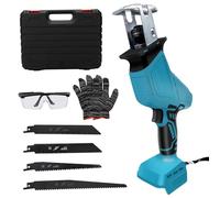 Scie sabre sans fil compatible avec batterie Makita 18 V Lithium-ion, 0-2000 spm, longueur de course 15 mm, scie récipro électrique avec 4 lames de scie, pour couper bois, plastique, métal, PVC (sans