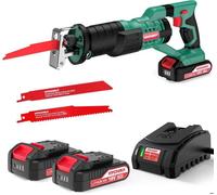 Scie Sabre sans fil, HYCHIKA 18V Scie Sabre à Batterie, Vitesses Réglables 0-2800RPM, Idéal pour la Coupe du Bois et du Métal