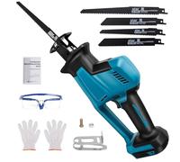 Scie Sabre Sans Fil, Scie Alternative Électrique avec 4 lames, Scie Boucher Electrique compatible avec Makita 18V, Vitesse Variable Scie Electrique(0-3000SPM) pour Couper Bois/Métal/PVC(Sans Batterie)