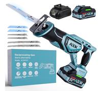 Scie Sabre Sans Fil Scie Egoîne Electriquesans Fil avec 4.0Ah Compatible avec la batterie Makita 18V, Vitesses Réglables 0-3300r/min 6 Lames Idéal pour la Coupe du Bois