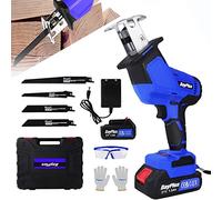 Scie Sabre sur Batterie Professional Scie Alternative 21V Scie Egoîne Electrique Scie Sabre Sans Fil Sans Balais Portable avec 4 Lames de Scie pour Métal PVC Bois Os(Une Batterie & Chargeur)
