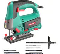 Scie Sauteuse 800W, HYCHIKA 800-3000SPM, 6 Vitesses Réglables, 4 Modes de Coupe, Angle d'inclinaison ±45 °, 6 Lames de Scie, Changement de Lames Rapide 800W SCIE SAUTEUSE: Puissant moteur en cuivre pu