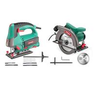 Scie Sauteuse 800W, HYCHIKA 800-3000SPM, 6 Vitesses Réglables, 4 Modes de Coupe & Scie Circulaire, 1300W 4500RPM HYCHIKA 185mm Scies Circulaires Électriques Filaire