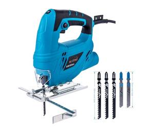 Scie Sauteuse, KATSU 400W Scie Sauteuse électrique avec 5 Lames, 0~3000 SPM, Angle ± 45°, Vitesses Variables, pour Couper Bois, Métal, Plastique (Budget)