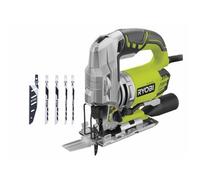 Scie sauteuse - RYOBI - 680 W - 105 mm bois - Pendulaire 4 positions - Coffret : 1 buse + 15 lames + 1 clé hexagonale