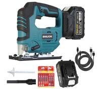 Scie sauteuse sans balais avec 2 batteries 3,0 Ah pour Makita 18 V Li-Ion | 800-3500 SPM, 5 niveaux, coupe d'onglet à 45°, course de 26 mm, avec batterie au lithium, lampe de travail LED