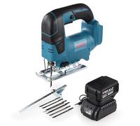 Scie Sauteuse Sans Fil avec 21V 3.0Ah Batterie, Scie Électrique avec 5 lames pour Coupe Bois (avec 3.0 Ah Batteries)