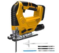 Scie sauteuse sans fil compatible avec batterie Dewalt 20 V (sans batterie), scie sauteuse électrique avec biseau à 45°, 6 vitesses, 4 orbitales, tuyau de poussière, règle de guidage et 5 lames pour