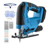 Scie sauteuse sans fil compatible avec batteries Makita 18 V, scie sauteuse | Lot de 20 lames de scie sauteuse, 7 vitesses, coupe d'onglet ±45°, lumière LED, changement de lame sans outil pour bois, PVC