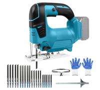 Scie sauteuse sans fil pour batterie Makita 18 V, profondeur de coupe maximale 135 mm, scie sauteuse électrique avec 4 réglages orbitaux, 20 lames de scie sauteuse, coupe biseautée de -45 ° à +45 °