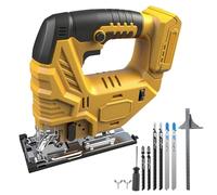 Scie sauteuse sans fil pour Dewalt 18 V 20 V, 800 W Scie sauteuse excentrique électrique sans balais avec 5 vitesses variables, Angle de coupe à onglet ±45°, 6 lames en T (sans batterie)