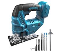 Scie sauteuse sans fil pour Makita 18 V, 800 W, scie sauteuse excentrique électrique sans balais avec lumière LED, 5 vitesses variables, angle de coupe à onglet ±45°, 6 lames de scie en T