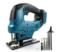 Scie sauteuse sans fil pour Makita 18 V, scie sauteuse excentrique électrique sans balais avec lumière LED, réglage de la vitesse en continu, angle de coupe d'onglet ±45°, 6 lames de scie à tige en T
