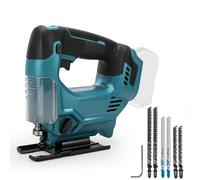 Scie Sauteuse Sans Fil pour Makita 18V batterie, Scie Sauteuse pendulaire sans balais avec 6 lames, 3 orbitales, 800-3500 tr/min, angle de coupe biseauté ± 45°, scie à faire pour Bois(sans batterie)