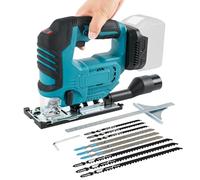 Scie sauteuse sans fil sans balais pour batterie Makita 18-21 V, outil de coupe 2600 SPM, 330 tr/min, coupe biseautée à 45°, 3 réglages orbitaux avec 9 lames de rechange pour contreplaqué en métal PVC