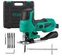 Scie sauteuse STANEW 650 W,Vitesse de sciage par min.1000-3000RPM，6 Vitesses réglables,5 lames,Angle de coupe 45