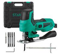 Scie sauteuse STANEW 650 W, Vitesse de sciage par min. 1000-3000RPM,6 Vitesses réglables, 5 lames, Angle de coupe 45º, Profondeur : Bois/Alu/Métal : 65/6/6 mm