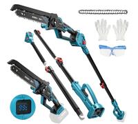 Scie télescopique 2 en 1 sans fil et mini scie à mettre compatible avec batterie Makita 18V, 780 W, 8 pouces, sans balais avec tige télescopique, convient pour l'entretien des arbres (sans batterie)