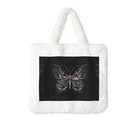 Science Butterfly Sac à main en peluche : sac à bandoulière moelleux pour femme Automne/hiver Sac à bandoulière Pochette porte-monnaie