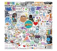 Science Cartoon Decal Pack - Autocollants à thème de biologie mignons, 110pcs Ensemble d'art vinyle durable | Décorations de récompense en classe pour ordinateurs portables