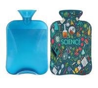 Science Chemistry Bouillotte avec housse, thème éducatif 2 L pour soulager la douleur, cou doux et épaules, chauffe-mains et pieds, compresse chaude et froide pour adultes et enfants