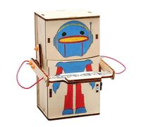 Science Experiments Kit de robot mangeur de pièces pour enfants, modèle de robot en bois à faire soi-même avec design peint et bras mobiles | Kits scientifiques STEM Projet d'ingénierie éducative pour