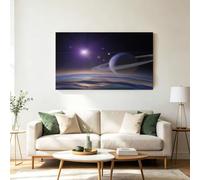 Science-Fiction 3D Espace Impression sur Toile Salon Déco 40 x 30 cm - Saturne Corps Céleste Univers Tableau Decoration Murale, Tableaux Muraux Image Affiche Peinture Chambre à Coucher Couloir