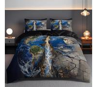 Science-Fiction Abstraite Housse de Couette Planète Terre 140x200cm avec 2 Taie d'oreiller 65x65 cm,Parure de Lit Réversible Douce et Respirante,aux Chambres de Filles et Garçons Décor