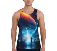 Science Fiction Future Débardeur de sport pour homme - Séchage rapide - Coupe ample sans manches - Pour la course à pied et l'entraînement, Noir , M