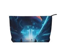 Science Fiction Future Trousse à cosmétiques tendance en velours côtelé avec fermeture éclair, convient pour les voyages, le camping et une utilisation quotidienne