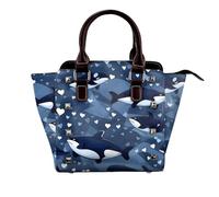 Science Fiction Future Women Top Handle Shoulder Bag Personality Rivet Satchel Tote Middle Size Sac à main Sac à main, Orque bleu, Taille unique