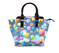 Science Fiction Future Women Top Handle Shoulder Bag Personality Rivet Satchel Tote Middle Size Sac à main Sac à main, Ballons colorés, One Size