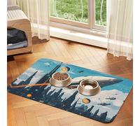 Science Fiction Illustration Tapis d'alimentation pour animal domestique Chien Chat Mangeant de la nourriture Nappe en cuir absorbant pour bol d'eau Imperméable Pas de taches Séchage rapide