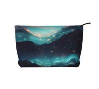 Science Fiction Stars Trousse de maquillage en velours côtelé pour femme, portefeuille portable à fermeture éclair, adapté pour les voyages et le rangement quotidien des produits cosmétiques, noir