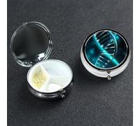 Science Gene Boîte à pilules ronde à 3 compartiments - Joli pilulier de voyage portable en métal - Pour homme et femme - Cadeau unique