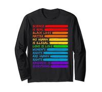 Science is Real Black Lives Matter Shirt LGBT Rainbow Flag Manche Longue
